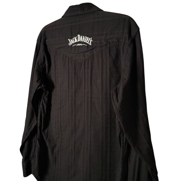 Jack Daniels Mens Black Western Embroidered Long Sleeve Pearl Snap Shirt Medium - Picture 5 of 9